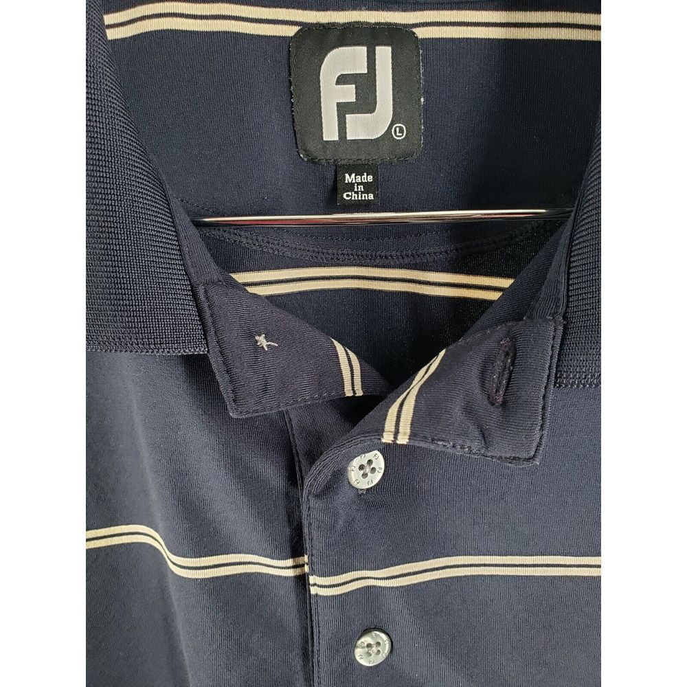 FootJoy FJ Shirt Polo Casual Mens M Medium Golf Polo‎ Navy Blue w/ Striped